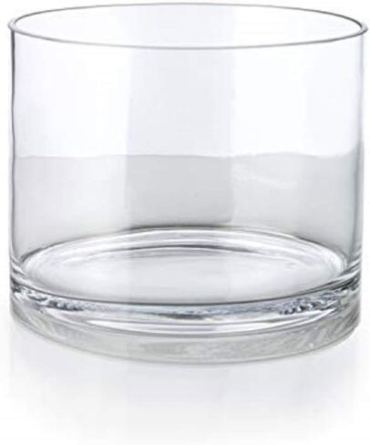 Serene Spaces Living Set of 6 Clear Glass Cylinder Vase, Use for Floral Arrangements or as Candle Holder, Cylindrical Shape Offers Endless Design Options, Measures 8" Diameter & 6" Tall in Saudi Arabia