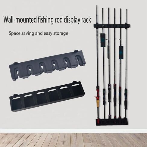 حامل قضيب الصيد مثبت على الحائط، حامل قضيب الصيد العمودي للجراج والقوارب، حامل عمود الصيد (أسود) in Kuwait