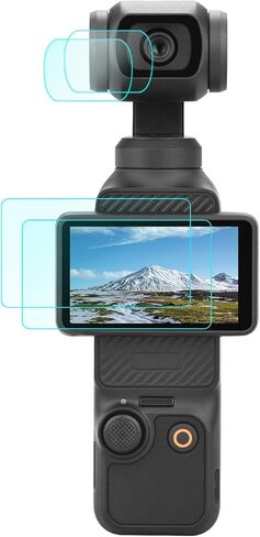 واقي شاشة لعدسة Flymile لجيب DJI OSMO 3، [2+2 حزمة] غطاء فيلم زجاجي مقوى لعدسة الكاميرا فائقة الوضوح، صلابة 9H مضادة للخدش ومضادة للفقاعات وشفافة للغاية in Kuwait