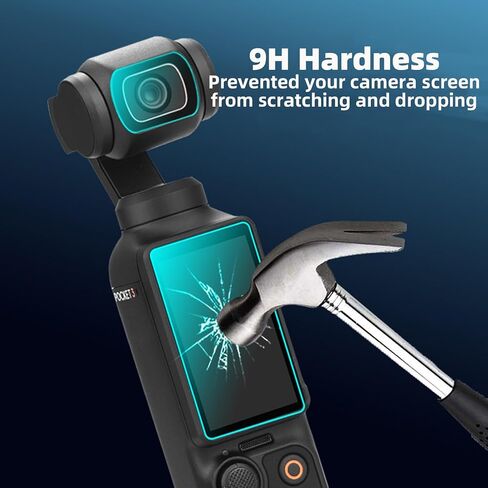 واقي شاشة لعدسة Flymile لجيب DJI OSMO 3، [2+2 حزمة] غطاء فيلم زجاجي مقوى لعدسة الكاميرا فائقة الوضوح، صلابة 9H مضادة للخدش ومضادة للفقاعات وشفافة للغاية in Kuwait