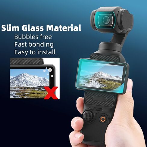 واقي شاشة لعدسة Flymile لجيب DJI OSMO 3، [2+2 حزمة] غطاء فيلم زجاجي مقوى لعدسة الكاميرا فائقة الوضوح، صلابة 9H مضادة للخدش ومضادة للفقاعات وشفافة للغاية in Kuwait