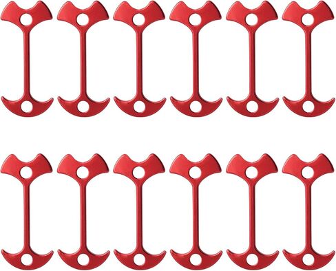 WLBON 12 Pcs Fishbone Tent Stakes Pegs Lengthen Deck Nail Anchor Hook Aluminum Guyline Cord Adjuster Camping Hiking Outdoor Awning Rope Tensioners Kit for Gallery Road or Timber Deck Accessories in Saudi Arabia