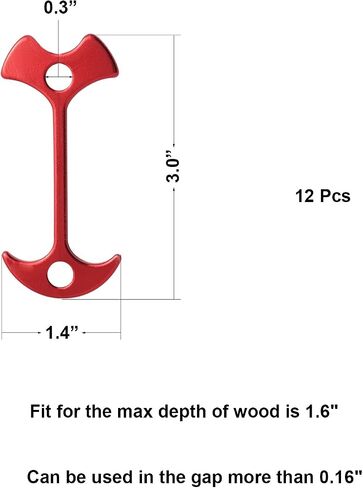 WLBON 12 Pcs Fishbone Tent Stakes Pegs Lengthen Deck Nail Anchor Hook Aluminum Guyline Cord Adjuster Camping Hiking Outdoor Awning Rope Tensioners Kit for Gallery Road or Timber Deck Accessories in Saudi Arabia