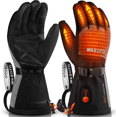 Heated Gloves for Men Women 7.4V Battery 22.2WH Rechargeable Heated Ski Gloves Touchscreen Waterproof Electric Heated Gloves for Winter Outdoor Work Skiing Hiking Camping Raynaud (Size S) in Kuwait