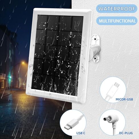BRXFMY Solar Panel Charger for Ring Camera Battery,Compatible with Ring Spotlight Cam/Stick Up Cam, Outdoor Use White x2pcs，5m Cable in Saudi Arabia