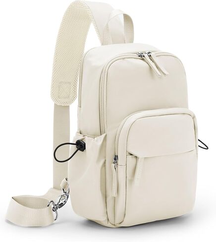 حقيبة كروس بودي للرجال والنساء، حقيبة ظهر تكتيكية للكتف حقيبة نهارية صغيرة مضادة للسرقة للدراجات النارية، حقيبة ظهر صغيرة بحزام واحد للسفر غير الرسمي والمشي لمسافات طويلة والرياضات الخارجية باللون الأبيض الفاتح in Kuwait