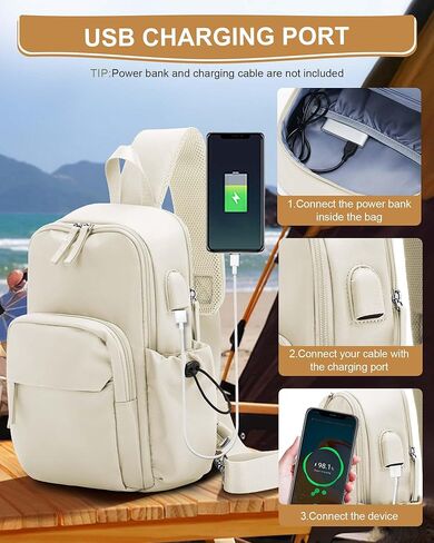 حقيبة كروس بودي للرجال والنساء، حقيبة ظهر تكتيكية للكتف حقيبة نهارية صغيرة مضادة للسرقة للدراجات النارية، حقيبة ظهر صغيرة بحزام واحد للسفر غير الرسمي والمشي لمسافات طويلة والرياضات الخارجية باللون الأبيض الفاتح in Kuwait