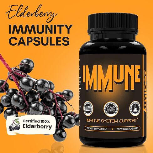 Z Zealthy Life Immune Support Supplement, Elderberry Capsules with Vitamin D3, Vitamin C and Zinc for Immune Support, Immune Boosters for Adults in Saudi Arabia