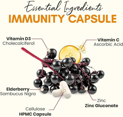 Z Zealthy Life Immune Support Supplement, Elderberry Capsules with Vitamin D3, Vitamin C and Zinc for Immune Support, Immune Boosters for Adults in Saudi Arabia