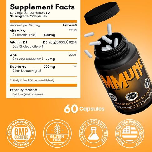 Z Zealthy Life Immune Support Supplement, Elderberry Capsules with Vitamin D3, Vitamin C and Zinc for Immune Support, Immune Boosters for Adults in Saudi Arabia