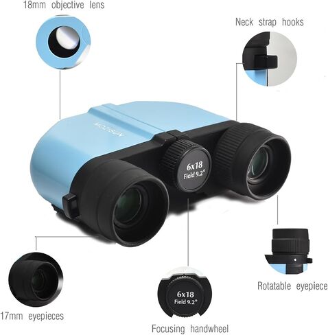 MOZISUN 6X18 Compact Lightweight Binoculars for Adults and Kids - Portable Design Binoculars for Insects and Museum Watching - BAK7 Binoculars with Low Light Vision for Outdoor Birds Travel in Saudi Arabia