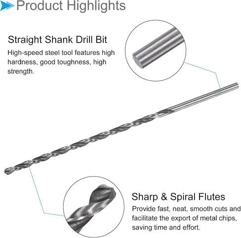 CoCud Extra Long Twist Drill Bit, 3mm Drill Diameter 120mm Length, High Speed Steel Straight Shank Jobber Drill Bit - (Applications: for Wood Malleable Iron Aluminum Plastic), 1-Piece in Saudi Arabia