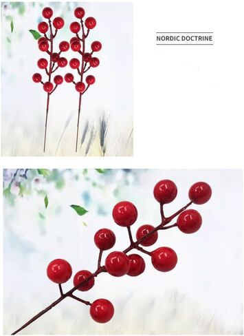 KTYDRY 40 قطعة من سيقان التوت الأحمر لتزيين شجرة عيد الميلاد هولي اصطناعي، سهل الانحناء، متين - سيقان التوت الأحمر الكبيرة للزينة الاحتفالية in Kuwait