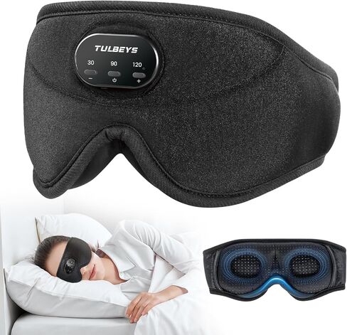 قناع بلوتوث للنوم من تولبيز مع سماعات الرأس - قناع حريري ثلاثي الأبعاد يحجب الضوء للنوم مع 38 ضوضاء بيضاء مهدئة، وقت الاستعداد 14 ساعة، مجموعة مؤقت مثالية للنوم على الجانب للرجال والنساء in Kuwait