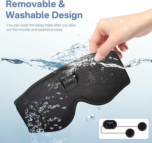 قناع بلوتوث للنوم من تولبيز مع سماعات الرأس - قناع حريري ثلاثي الأبعاد يحجب الضوء للنوم مع 38 ضوضاء بيضاء مهدئة، وقت الاستعداد 14 ساعة، مجموعة مؤقت مثالية للنوم على الجانب للرجال والنساء in Kuwait