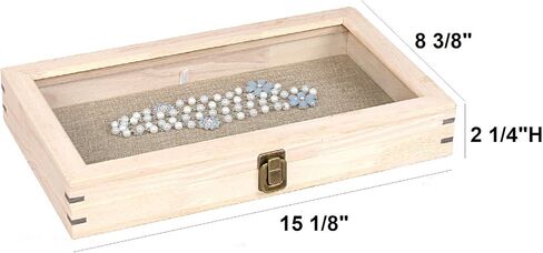 888 Display USA - Beige Linen Jewelry Case with Glass Top and Latch in Saudi Arabia