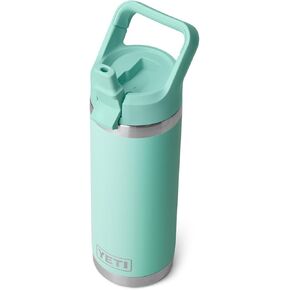 زجاجة YETI Rambler سعة 18 أونصة، معزولة بالفراغ، من الفولاذ المقاوم للصدأ مع غطاء من القش، باللون الأزرق الداكن
