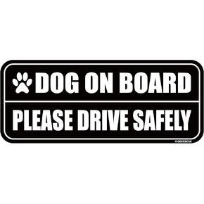 GEEKBEAR Dog on Board Car Magnet - Colorful, Reflective, Weather-Resistant - Rectangular 8.7 x 3.5 in (Black/Black)