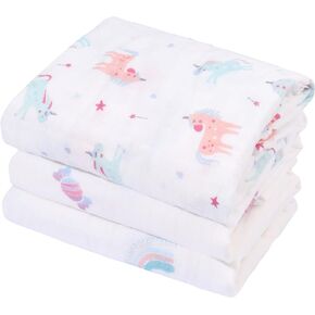 Muslin Baby Quilt 100% Cotton Newborn Blanket 47" X 47" 2 Layers Muslin Swaddle for Boy and Girl (Ocean Series)