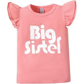 Big Sister Shirt Big Sister Announcement Toddler T Shirts Promoted to Girls Outfit Ruffle Sleeve Shirt Sleeveless Top Blouse in Kuwait