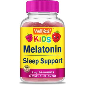 Kids Melatonin Gummies 1 mg - Drug-Free Sleep Aid Gummy Supplement, Sleep Support for Kids - Gluten Free, Gelatin Free, Non GMO, Vegetarian - Natural Sourced Flavor - 60 Gummies in Kuwait