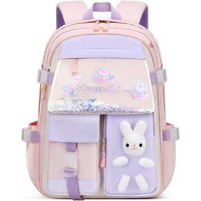 EKUIZAI Colorful Cute Backpack for Girls secondary Schoolbag Sweet and Kawaii Kid's Backpack with Rabbit dolls in Kuwait