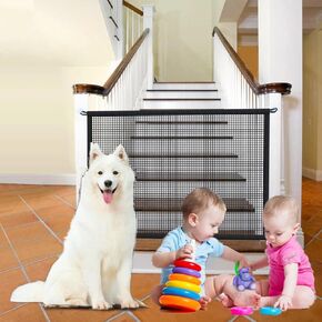 Baby Gate Dog Gate for Stairs No Drilling, 43.3" W x 28.3" H Mesh Retractable Portable Magic Gate Baby Gates for Stairs No Drill Pet Gate Dog Gate for The House and Doorways in Saudi Arabia