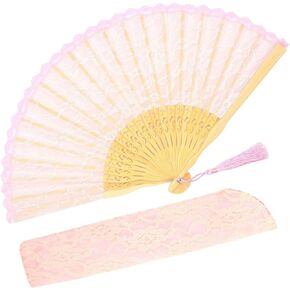 Zolee Small Sexy Lace Folding Hand Fan - Chinese Japanese Vintage Bamboo Silk Fans - for Dance, Performance, Decoration, Wedding, Party，Gift（Black） 0301 in Kuwait