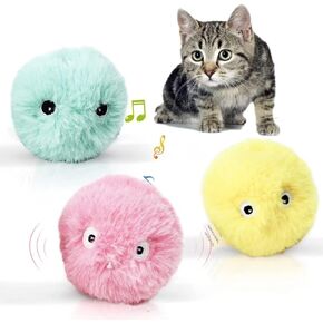Cat Plush Ball Toys, Lifelike Animal Chirping Sounds, Interactive Balls Cat Kicker Toys, Fun Kitty Kitten Catnip Toys for Cat Exercise - 3 Pack in Kuwait