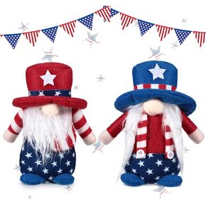 Skylety 2 Pack Patriotic Gnome Doll 4th of July Gnomes Handmade Plush Fourth of July Gnome Decorations for Home, Scandinavian Tomte Folklore Gnome Kitchen Tiered Tray Decorations (Top Hat) in Saudi Arabia