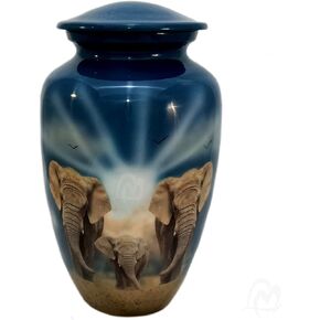 LOVE MEMORIALS Cremation Urns- Elephant Family Adult Urn –Best Urn for Human Ashes – Funeral Urn (Adult (200 lbs) – 10.5 x 6 “ , in Kuwait