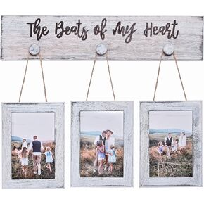4X6 Picture Frames Collage for Wall Farmhouse Rustic Vintage Distressed Photo Frame 4x4 and 5x7 with HD plexiglass Hanging Picture Frame Wall Decor for Living Room, Set of 3…