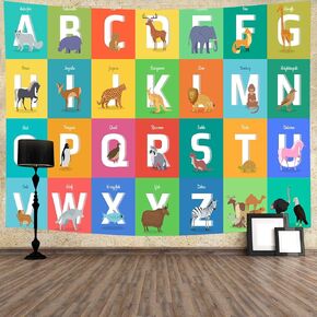 الأبجدية ABC نسيج كارتون ملون مضحك حديقة حيوانات الأبجدية نسيج للأطفال الرضع ABC التعلم التعليمي 80 بوصة × 60 بوصة الجدار شنقا GTZDTY20 in Kuwait