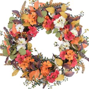 Idyllic 18“ Spring Wreath of Berry and Red Green Leaf, Mixed Flower Winter Wreath for Front Door, Home Decoration in Saudi Arabia