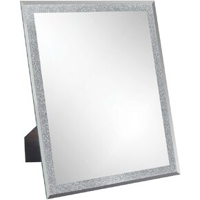 ZBEIVAN Vanity Mirror with Silver Powder, 13"x10.6" Makeup Mirror for Wall Hanging or Desk Standing, Glass Rectangle Frameless Mirror for Bedroom, Living Room in Kuwait