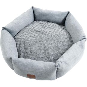 سرير كلب سداسي سميك ومملوء، بيت حيوانات أليفة قابل للغسل، سرير قطط مخملي وردي، أريكة متينة مهدئة للكلاب، نوم ناعم مع قاعدة مضادة للانزلاق للسفر الداخلي (رمادي فاتح، متوسط) in Kuwait