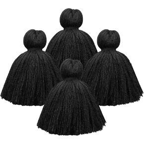 4 PCS Black Tassels for Crafts, Handmade Hanging Tassels for Pillow Decor, Blanket Decoration Tassels, NO Hanging Rope for Tassel Garland (8cm/3.15 inch) in Kuwait