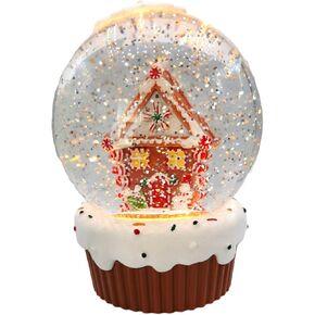 Gerson Lighted 6.3" Inch Christmas Water Lantern Snow Globe with Continuous Swirling Glitter- Gingerbread House with Snowman in Kuwait