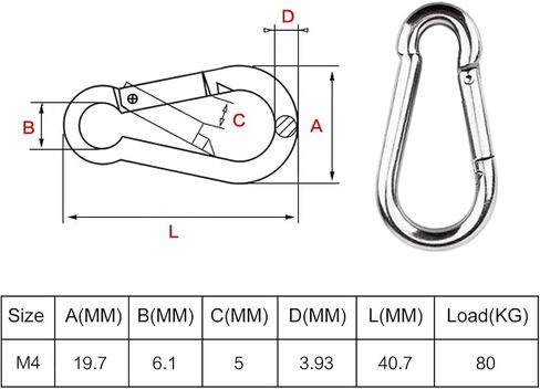 30 Packs Spring Snap Hook M4 1.57inch Stainless Steel 304 Carabiner Clips Keychain Heavy Duty Quick Link Hook for Camping, Hiking, Outdoor and Gym, Small in Saudi Arabia