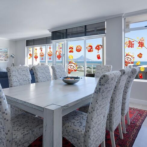 CHUYIREN Chinese New Year Window Clings 86 PCS, 2024 Spring Festival Decorations Window Sticker, Dragon Year Window Decals Self Adhesive Removable Wall Sticker for Office Home Party Supplies in Kuwait
