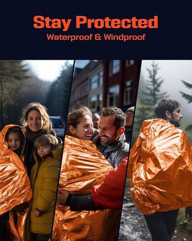 PREPARED4X Mylar Blankets 8 Pack - Waterproof Emergency Blanket - Rip and Tear Resistant Survivalist Gear - Emergency Thermal Blanket for Outdoor Survival in Kuwait