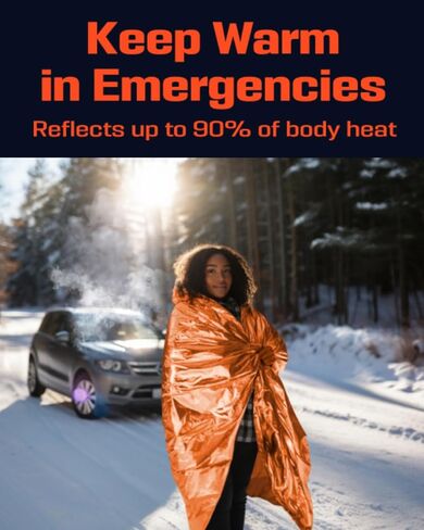 PREPARED4X Mylar Blankets 8 Pack - Waterproof Emergency Blanket - Rip and Tear Resistant Survivalist Gear - Emergency Thermal Blanket for Outdoor Survival in Kuwait