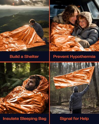 PREPARED4X Mylar Blankets 8 Pack - Waterproof Emergency Blanket - Rip and Tear Resistant Survivalist Gear - Emergency Thermal Blanket for Outdoor Survival in Kuwait
