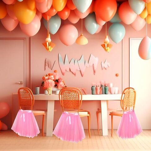 Timgle 12 Set Tulle Chair Tutu Skirt Bulk with Sash Bow Baby Birthday Party Throne Chair Cover High Chair Decor for Baby Shower Party Supplies Decorations for Baby Girl in Saudi Arabia
