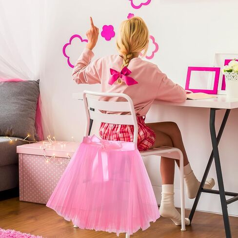 Timgle 12 Set Tulle Chair Tutu Skirt Bulk with Sash Bow Baby Birthday Party Throne Chair Cover High Chair Decor for Baby Shower Party Supplies Decorations for Baby Girl in Saudi Arabia