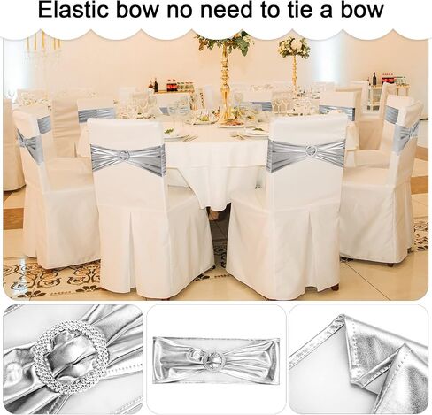 Oudain 120 Pieces Spandex Chair Sashes with Buckle Stretch Chair Cover Bands Chair Sashes Bows for Wedding Hotel Banquet Events Decorations Sashes (Gold) in Kuwait