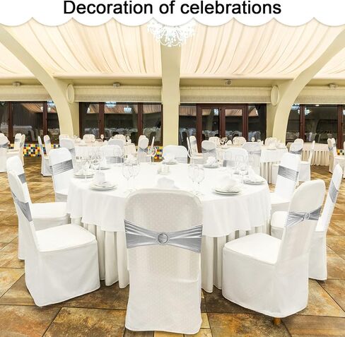 Oudain 120 Pieces Spandex Chair Sashes with Buckle Stretch Chair Cover Bands Chair Sashes Bows for Wedding Hotel Banquet Events Decorations Sashes (Gold) in Kuwait