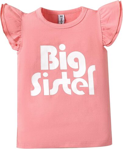 Big Sister Shirt Big Sister Announcement Toddler T Shirts Promoted to Girls Outfit Ruffle Sleeve Shirt Sleeveless Top Blouse in Kuwait