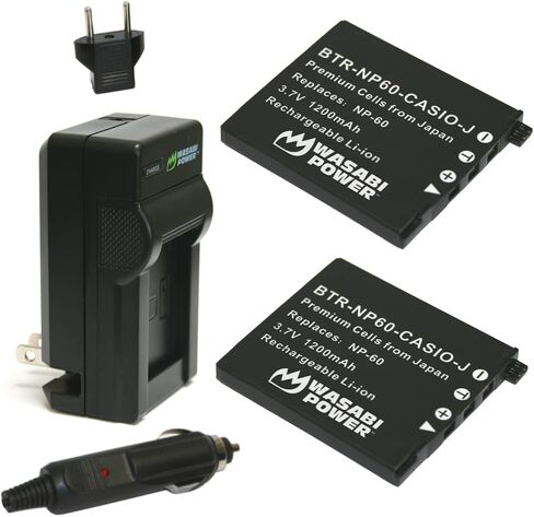 Wasabi Power Battery (2-Pack) and Charger for Casio NP-60 in Saudi Arabia