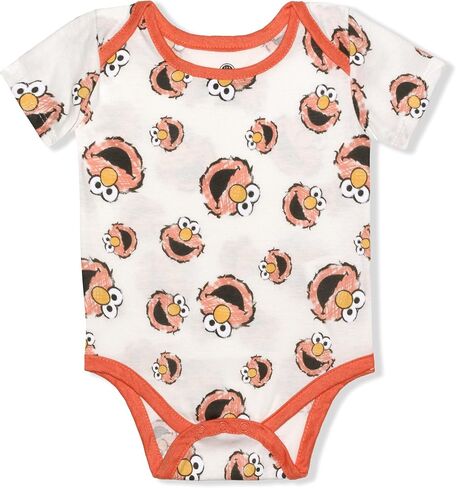 Sesame Street Boys 3-Pack Short Sleeve Bodysuit Creepers, Coral in Saudi Arabia